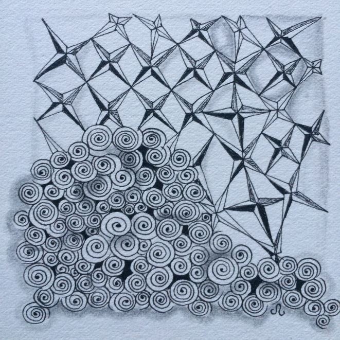 Zentangle-Kunstwerke, Muster: Printemps und Diamondbee
