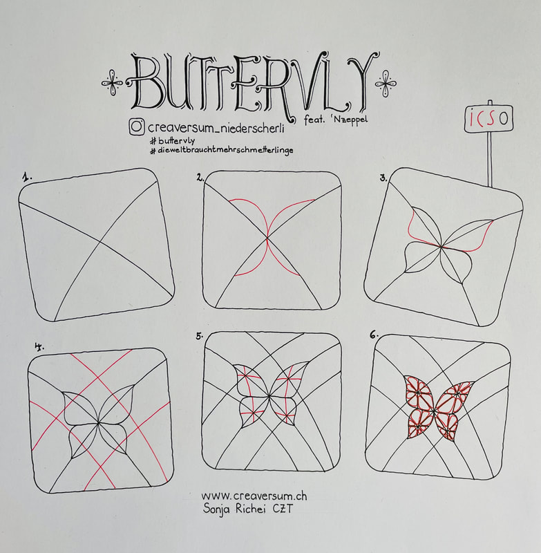 Stepout Buttervly, Zentangle-Muster